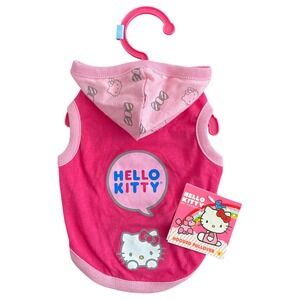NEW Hello Kitty Dog Hoodie Shirt Graphic Print Pink Size S